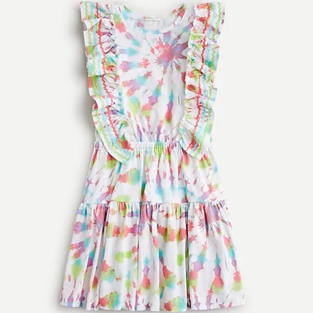 Crewcuts Colorful Tie-Dye Ruffle Dress